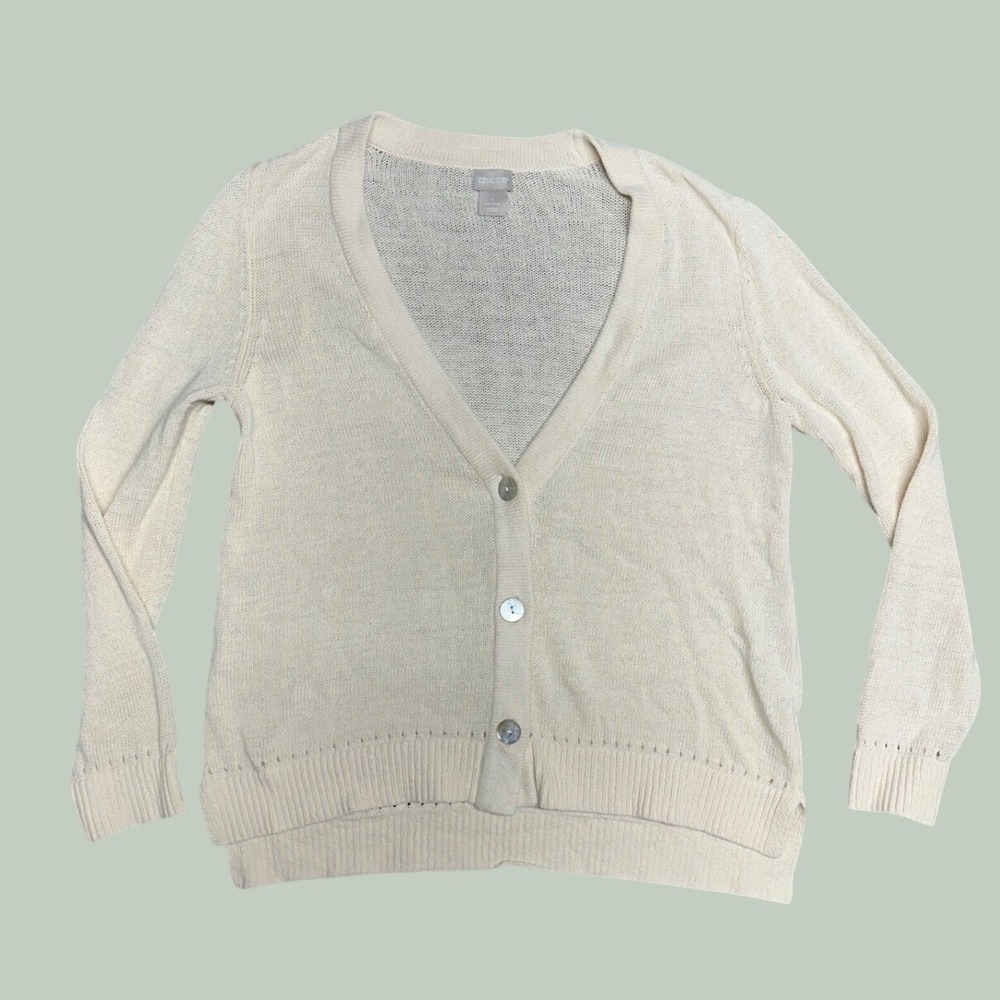 Chicos knit cardigan linen cotton natural fibers lightweight layering lagenlook